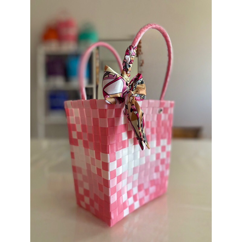 กระเป๋าเส้นสานพลาสติกแฟชั่นใบเล็ก - รูปที่ 2