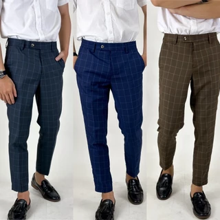 กางเกงสแล็คขาเต่อ CN Check pants ลายตาราง