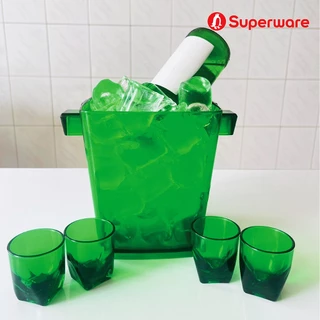 Srithai Superware ถังน้ำแข็ง พลาสติกใส ถังแช่ไวน์ แช่เบียร์ ทรงสี่เหลี่ยม ขนาดความจุ 2.4ลิตร มี 4 สี