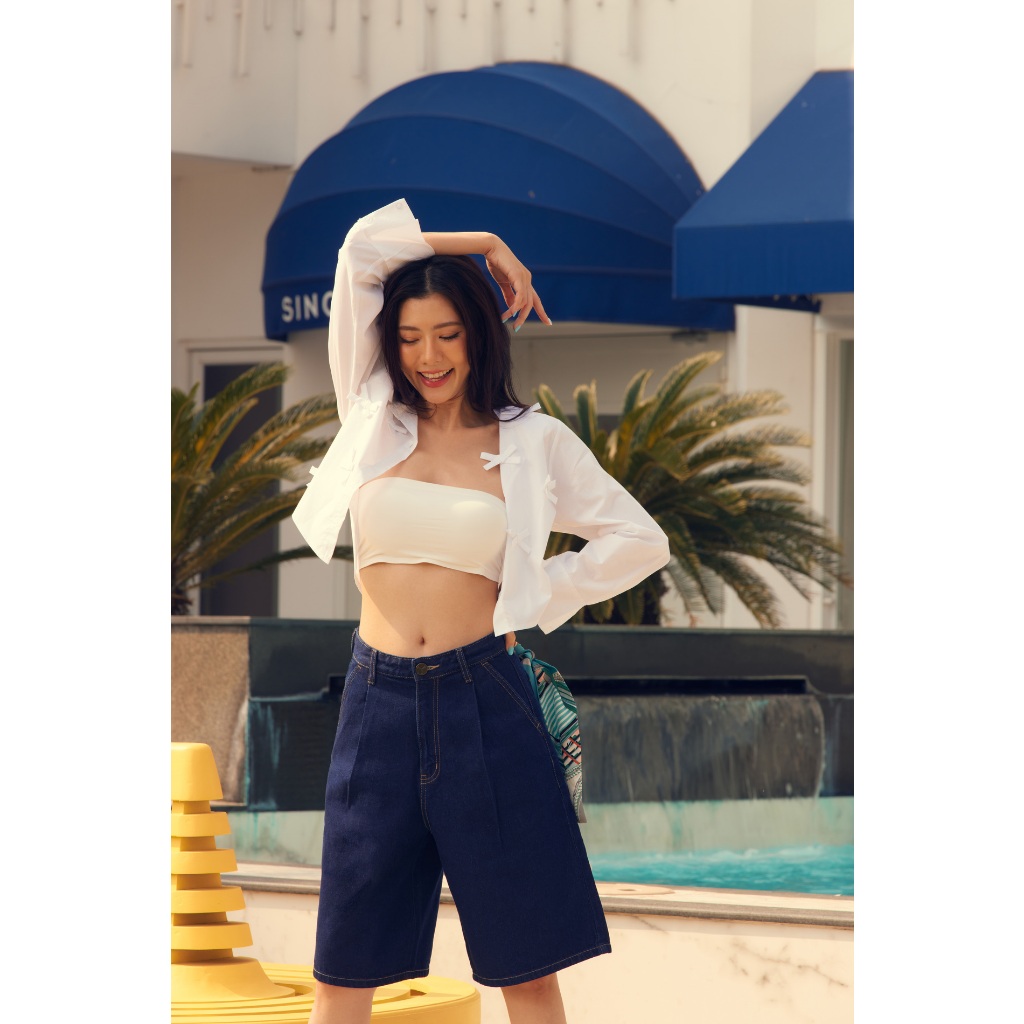 T3150 TBY official Bermuda Jeans | Midnight Blue ขา 3 ส่วนสั้น ยีนส์สีน้ำเงินเข้ม