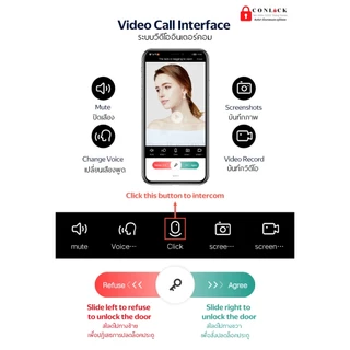 CONLOCK TUYA Digital door lock บานเลื่อน บานสไลด์ สแกนใบหน้า กลอนไฟฟ้า CL-X70