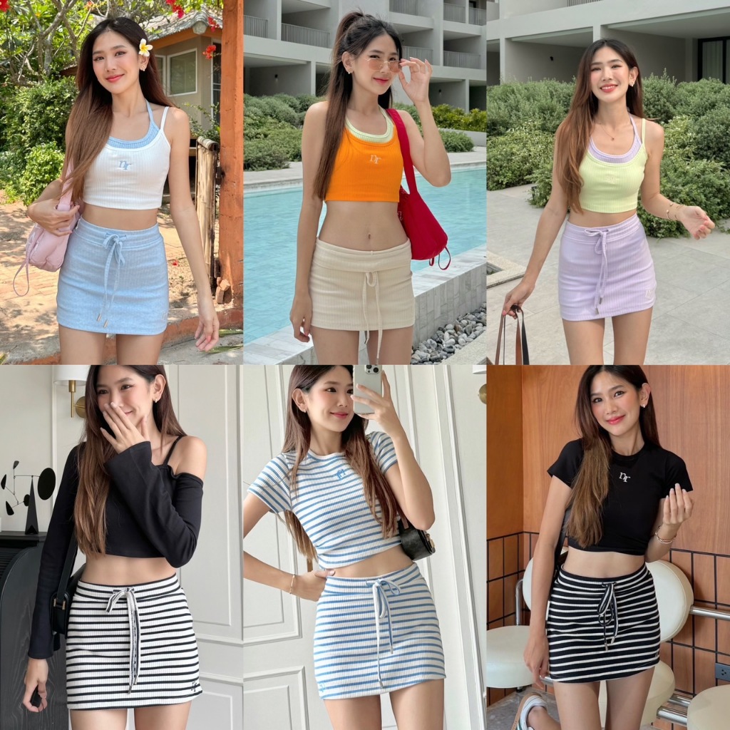 NICHARIS - กระโปรงลายทางผ้ายืด รุ่น Bave Skirt