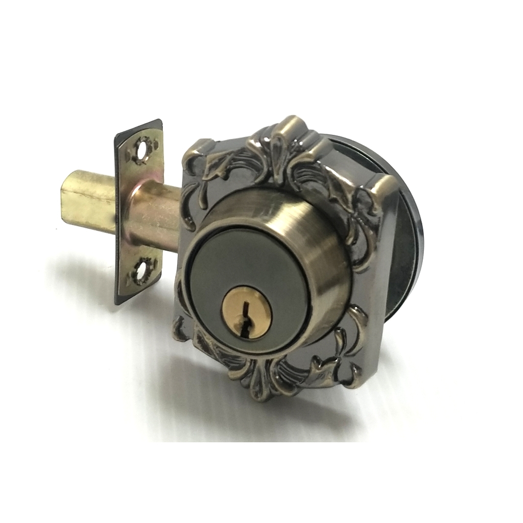 กุญแจลิ้นตายDEADBOLT (H6720)แบบไข 1 ด้าน ลายโบราณสวยงาม ไส้กุญแจทำจากทองเหลืองแท้ ระบบ 5 ลูกปืน สามารถทำระบบมาสเตอร์คีย์