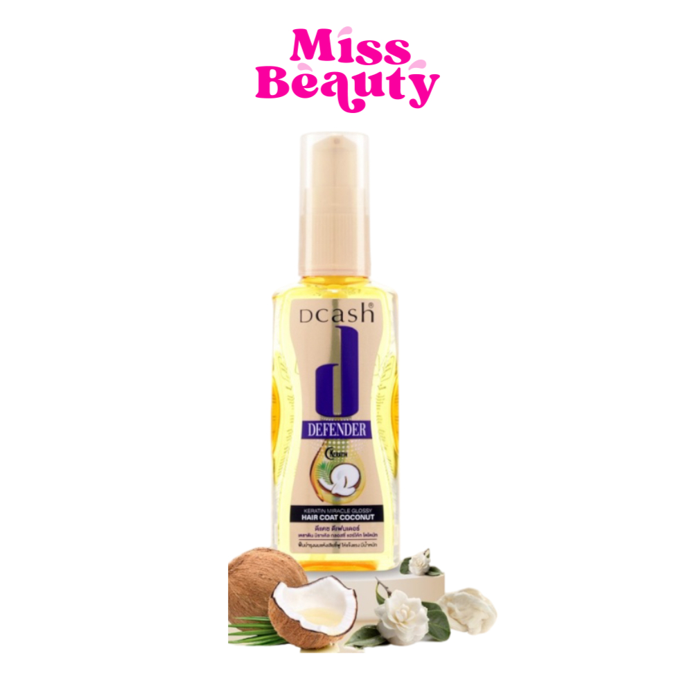(ขวด) Dcash ดีแคช ดีเฟนเดอร์ เคราติน มิราเคิล กลอสซี่ แฮร์โค้ท โคโคนัท Keratin Miracle Glossy Hair Coat Coconut 50/90มล.