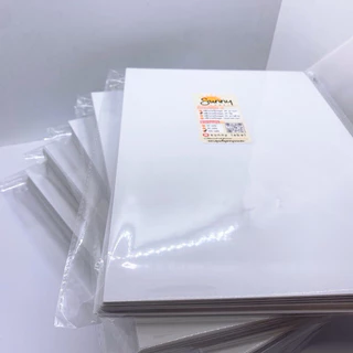 สติกเกอร์ Inkjet ขาวเงา(glossy inkjet paper sticker) สติกเกอร์กระดาษPhoto กันน้ำ50% ขนาด A4