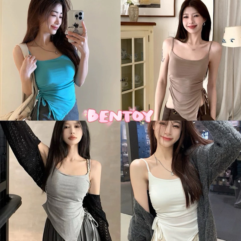 Bentoy(bratopC014)สายเดี่ยวมีฟองน้ำ ไม่ต้องใส่บรา สายรุดข้าง ชายสามเหลี่ยม ทรงสวย ใส่สบาย