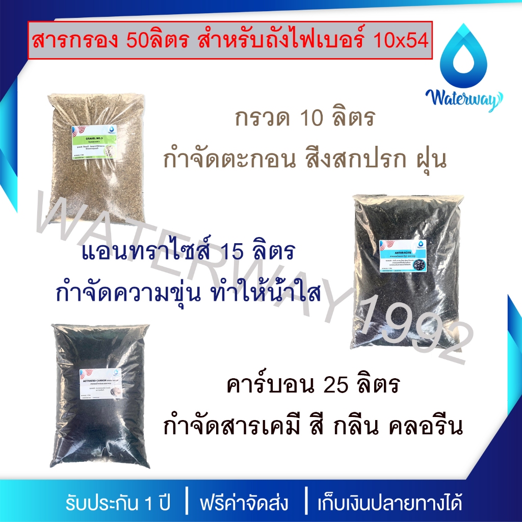 WATERWAY สารกรองน้ำ บรรจุ 50 ลิตร สำหรับถังไฟเบอร์ขนาด 10x54 ทุกรุ่น กำจัดตะกอน สารเคมี สนิม กลิ่น คลอรีน และสิ่งสกปรก