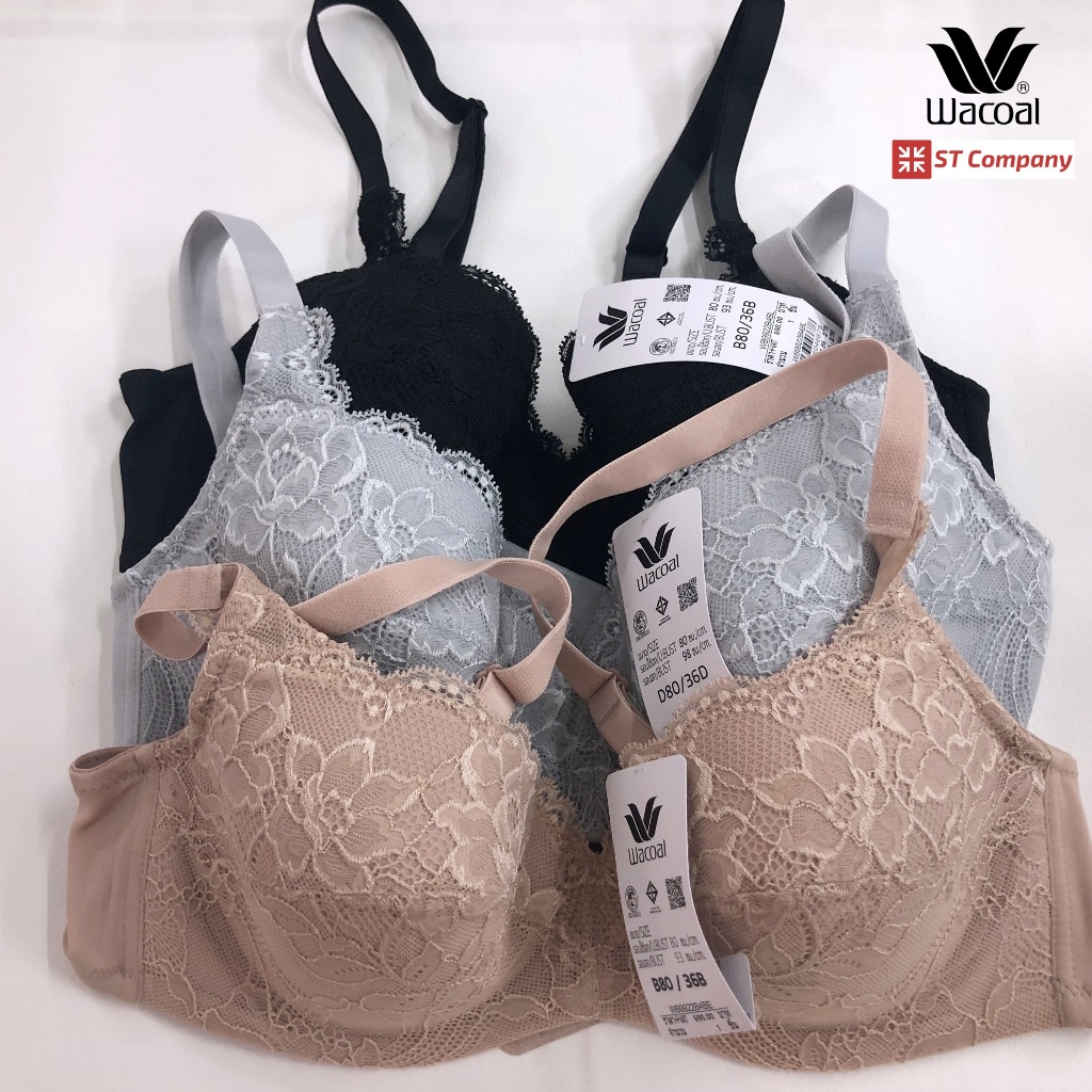 เสื้อใน Wacoal Basic Bra รุ่น WB9922 บรา 4/5 cup เสริมโครง เสริมฟองบาง ลายลูกไม้ ชุดชั้นใน วาโก้