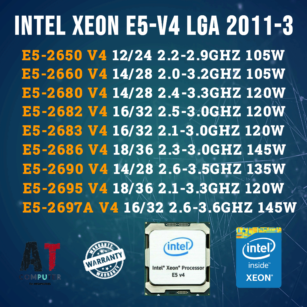 CPU Intel Xeon E5-2660 V4 /E5-2680 V4 /E5-2682 V4 /E5-2683 V4 /E5-2686 V4 /E5-2690 V4 /E5-2695 V4 /E