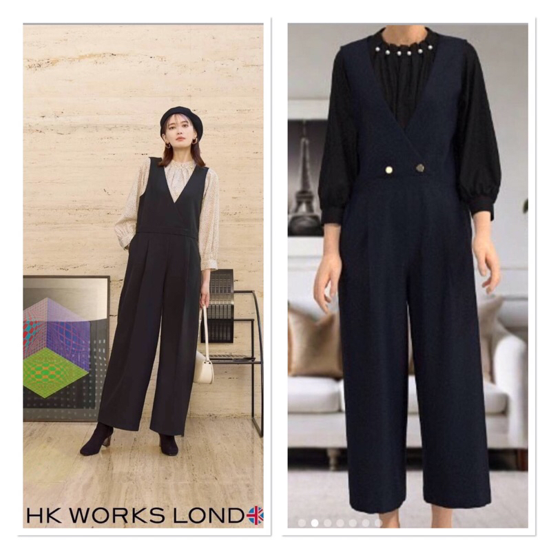 HK work london จั๊มสูท คอวี สีดำ งานญี่ปุ่น มือ 1 ผ้าดีมาก