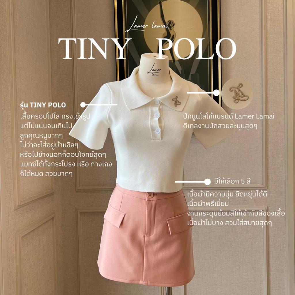 J03 Tiny Polo เสื้อครอปโปโล ปกเสื้อปักโลโก้แบรนด์ LAMER LAMAI