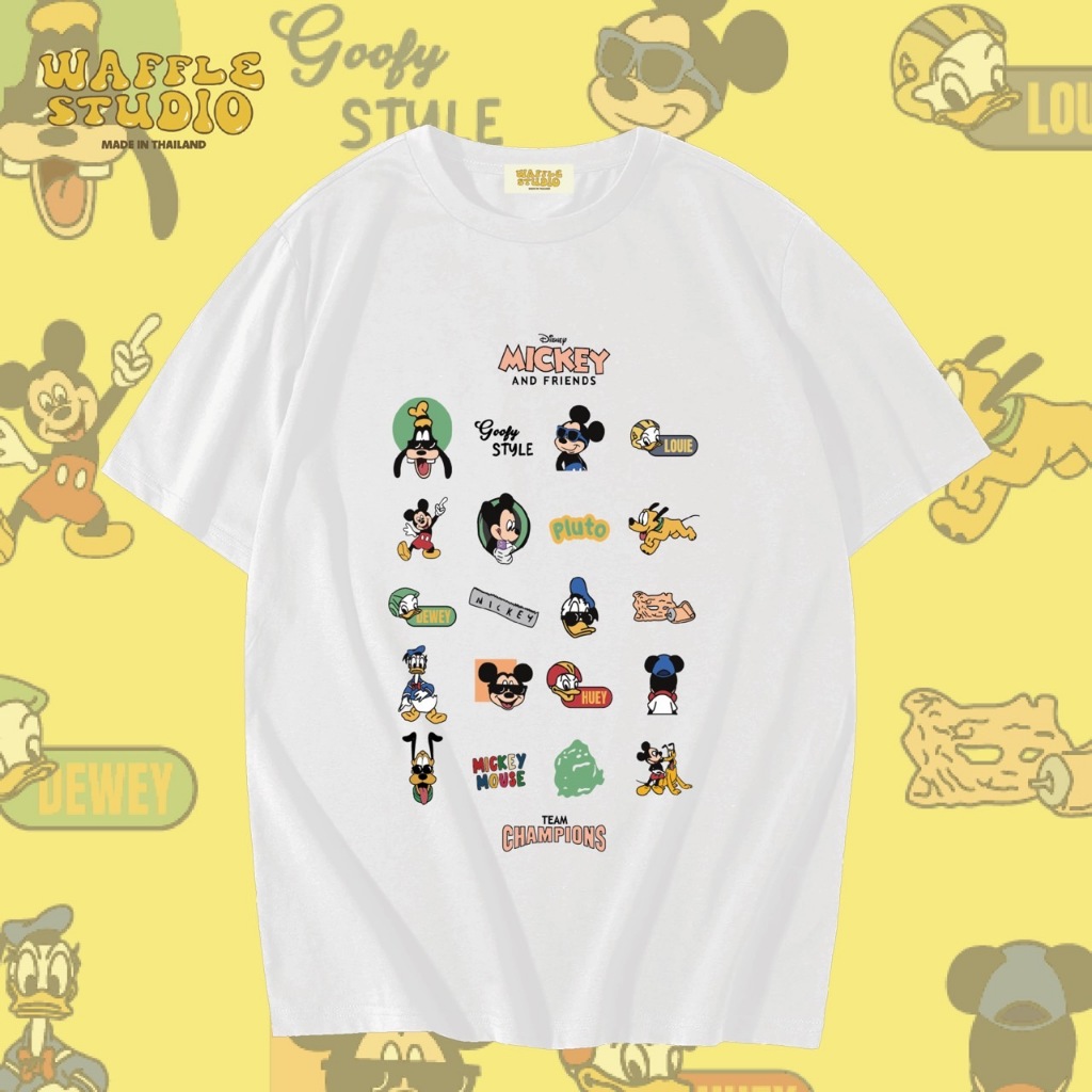 [ ส่งฟรี ] WS0085 เสื้อยืดโอเวอร์ไซส์ เสื้อยืดเกาหลี ผ้าคอตตอน100% เสื้อยืด Mickey มิกกี้เมาส์ WAFFLE STUDIO