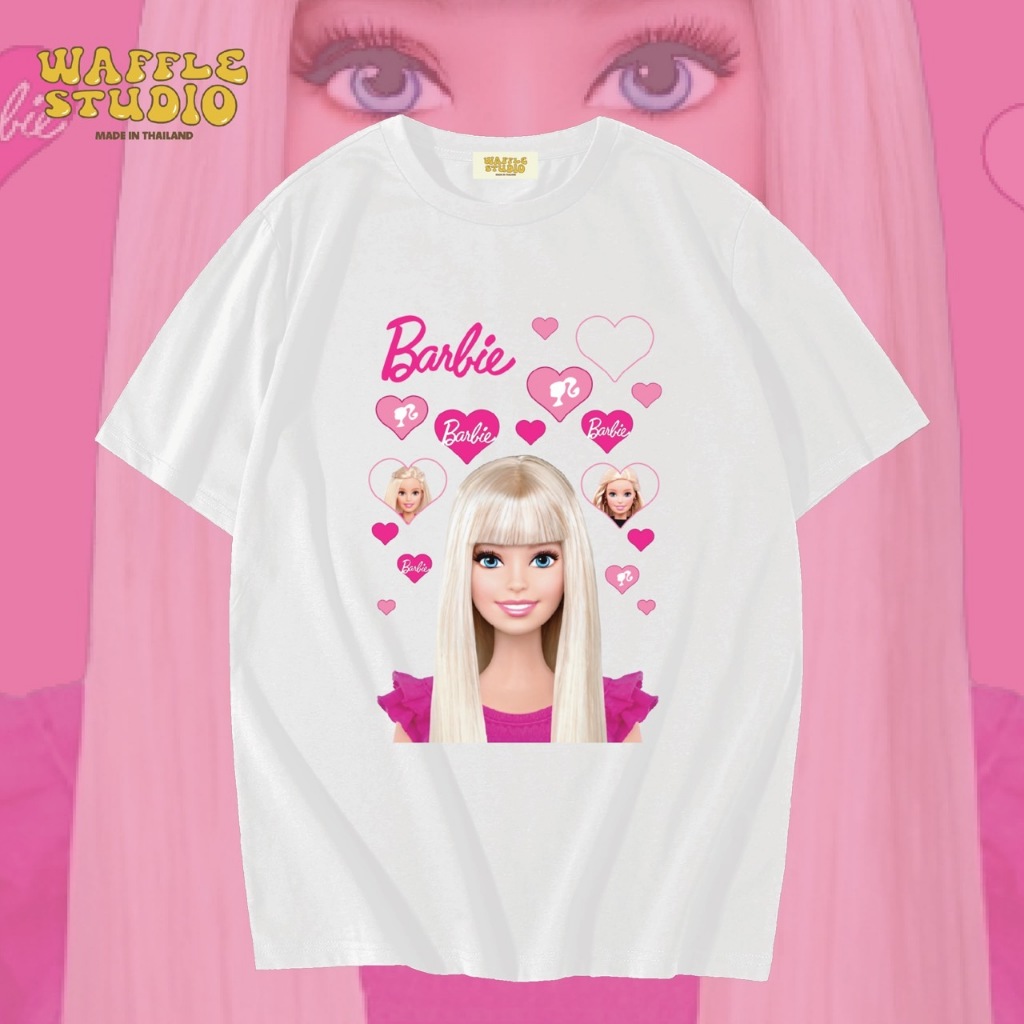 [ ส่งฟรี ] WS0098 เสื้อยืดโอเวอร์ไซส์ เสื้อยืดเกาหลี ผ้าคอตตอน100% เสื้อยืด Barbie บาบี้ บาบี้เกิล WAFFLE STUDIO