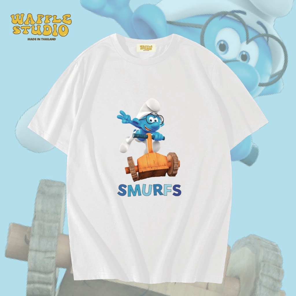 [ ส่งฟรี ] WS0119 เสื้อยืดโอเวอร์ไซส์ เสื้อยืดเกาหลี ผ้าคอตตอน100% เสื้อยืด Smurf สเมริฟ WAFFLE STUDIO