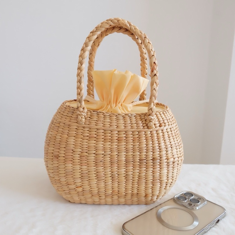 กระเป๋าสานผักตบชวา รุ่นคุณนายน้อย✨งานจริงน่ารักมาก 🌻ใส่โทรศัพท์มือถือได้