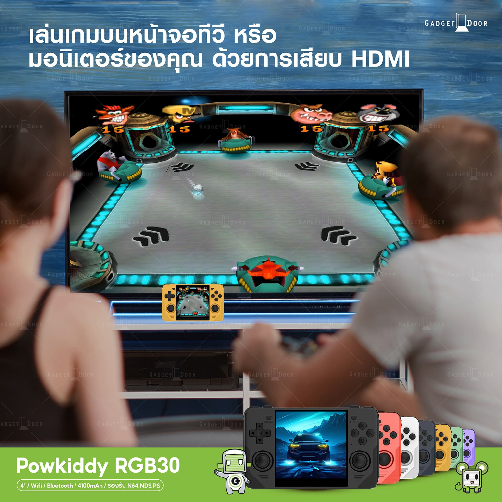 [แถมฟรีสกิน399/พร้อมส่ง] Powkiddy RGB30 เครื่องเกมพกพา ทรงน่ารัก หน้าจอ 4 นิ้ว สัดส่วน 1:1 รองรับเกม NDS N64 PS1 PSP