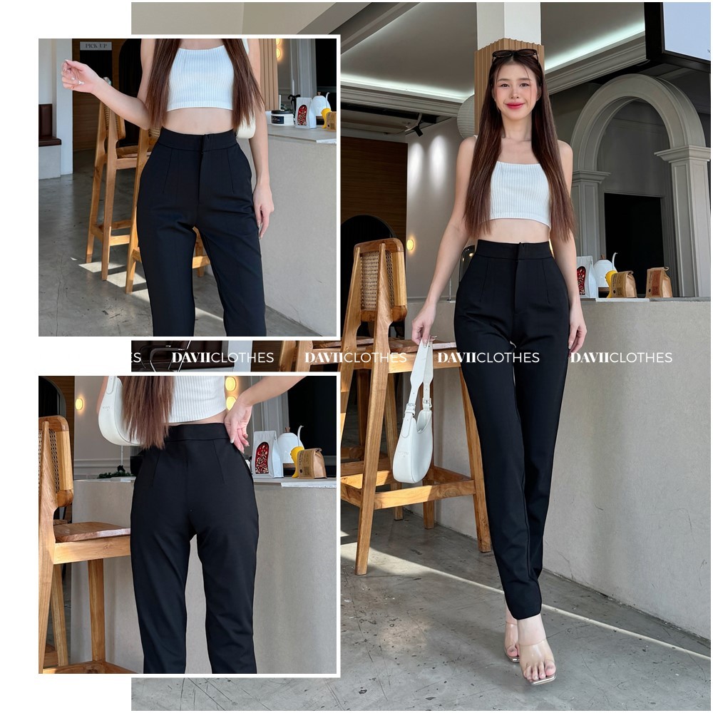 Davii.G022 | Rochet - ขายาวกระบอกเล็กกึ่งเดฟ ตะขอหน้า ผ้าโรเชฟ ทรงสุภาพใส่ทำงาน ผ้าหนานุ่มใส่สบาย