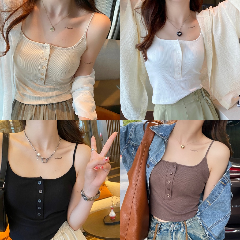 soroh เสื้อกล้ามผู้หญิง ซับใน สายเดี่ยวผูกไหล่ ชุดไปทะเล ครอปกล้าม แฟชั่น สไตล์ลำลอง #OJ939