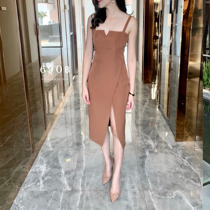 ส่งต่อเดรสออกงานสีน้ำตาลงานป้าย september.bkk