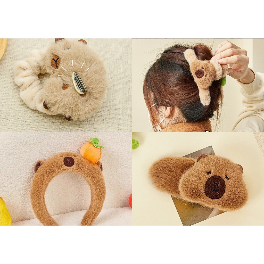 พร้อมส่ง Tohome คาดผมคาปิบาร่า ที่หนีบผม และกิ๊ปสุดน่ารัก ผ้ากำมะหยี่ขนนิ่ม ลายการ์ตูน Capybara