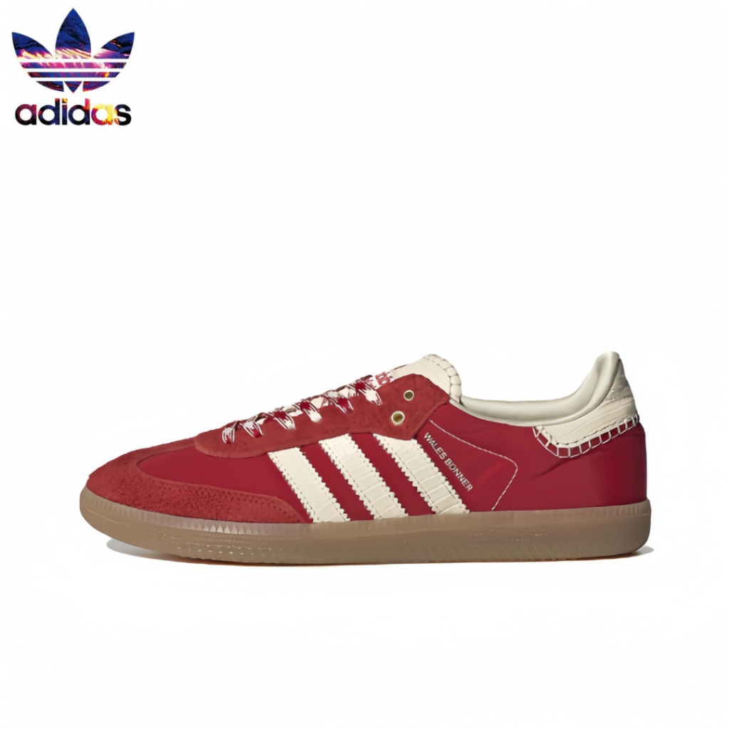 wales bonner x adidas orginals Samba สีแดง รูปแบบ รองเท้า รองเท้าผ้าใบ ของแท้ 100 %