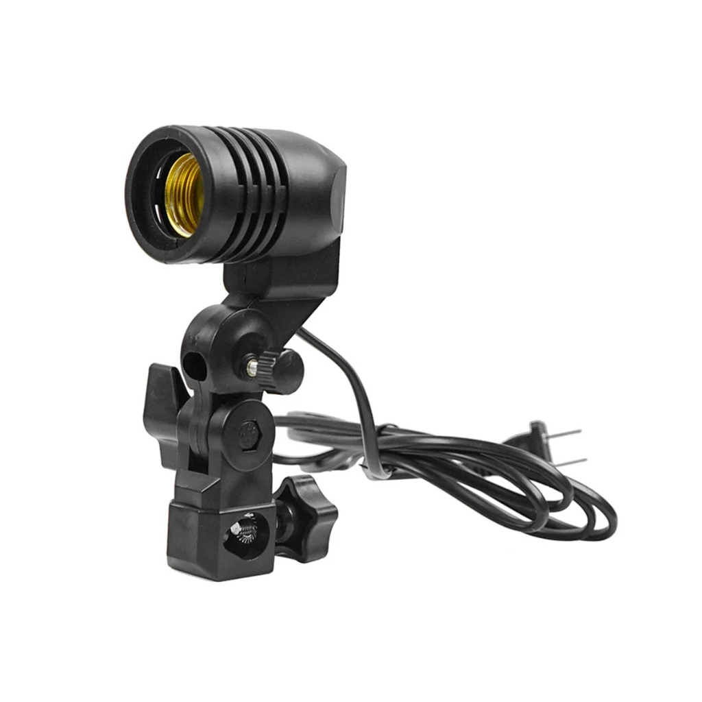 Light Bulb Stand E27 Socket Lamp Holder with Umbrella Holder, Photography Light Bulb Mount for Photo