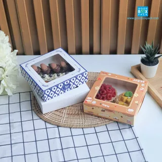 Goodboxpack (แพ็คละ20ใบ) กล่องขนม ใส่คุกกี้ ใส่บราวนี่ ขนาด15x15x4 ซม.