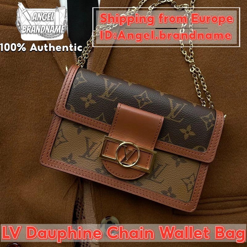 👜หลุยส์วิตตอง Louis Vuitton Dauphine Woc Bag สุภาพสตรี กระเป๋าสะพายเดี่ยว กระเป๋าสตางค์สายโซ่