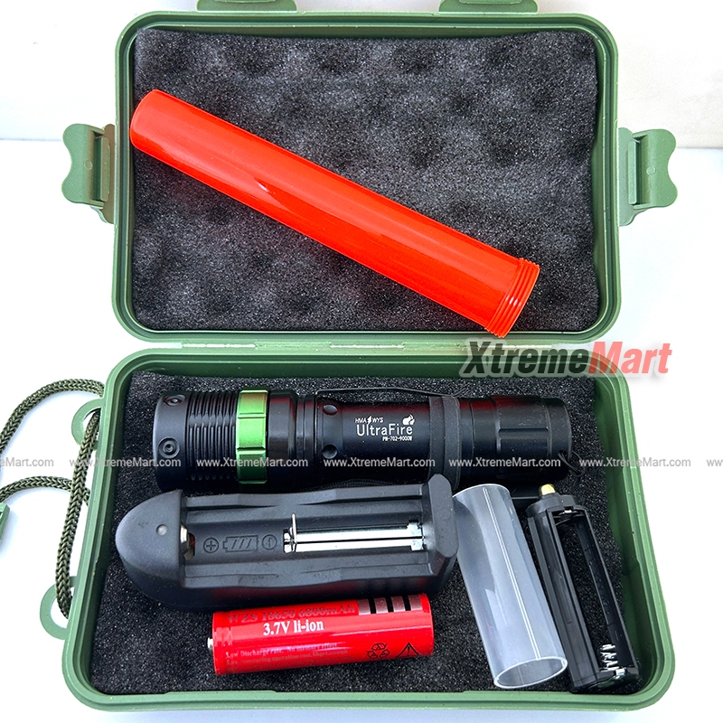 ไฟฉายซูม UltraFire รุ่น 702 9000W Box Set กล่องเขียว+กระบอง