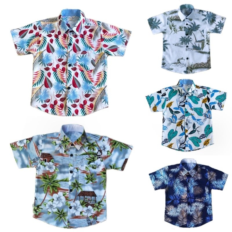 เสื้อเชิ้ตเด็กพิมพ์ลาย เข้ารูป ผ้าคอตตอน100%อย่างดี ทนทาน ระบายอากาศ