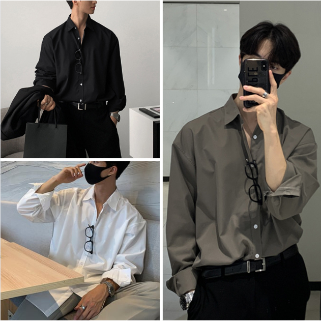 StylePop เสื้อเชิ๊ตแขนยาว เสื้อเชิ๊ตผู้ชายสไตล์เกาหลี Korean Oversized Shirt KO170