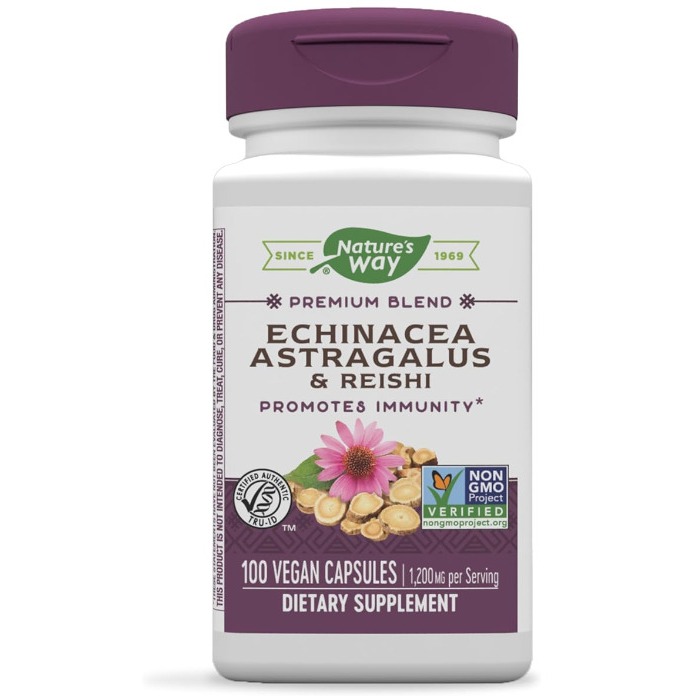 Nature's Way® Echinacea Astragalus & Reishi สมุนไพรภูมิคุ้มกัน 100 vegan แคปซูล