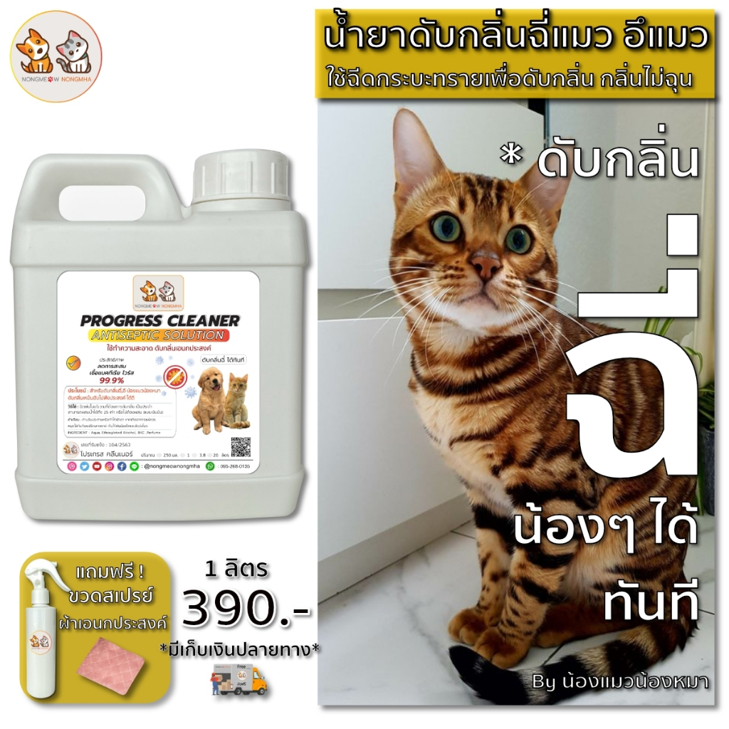 น้ำยาดับกลิ่นฉี่แมวฉี่หมา ดับกลิ่นไม่พึงประสงค์ ขี้แมวขี้หมา ปลอดภัย ดับกลิ่นได้ทันที แถมขวดสเปรย์
