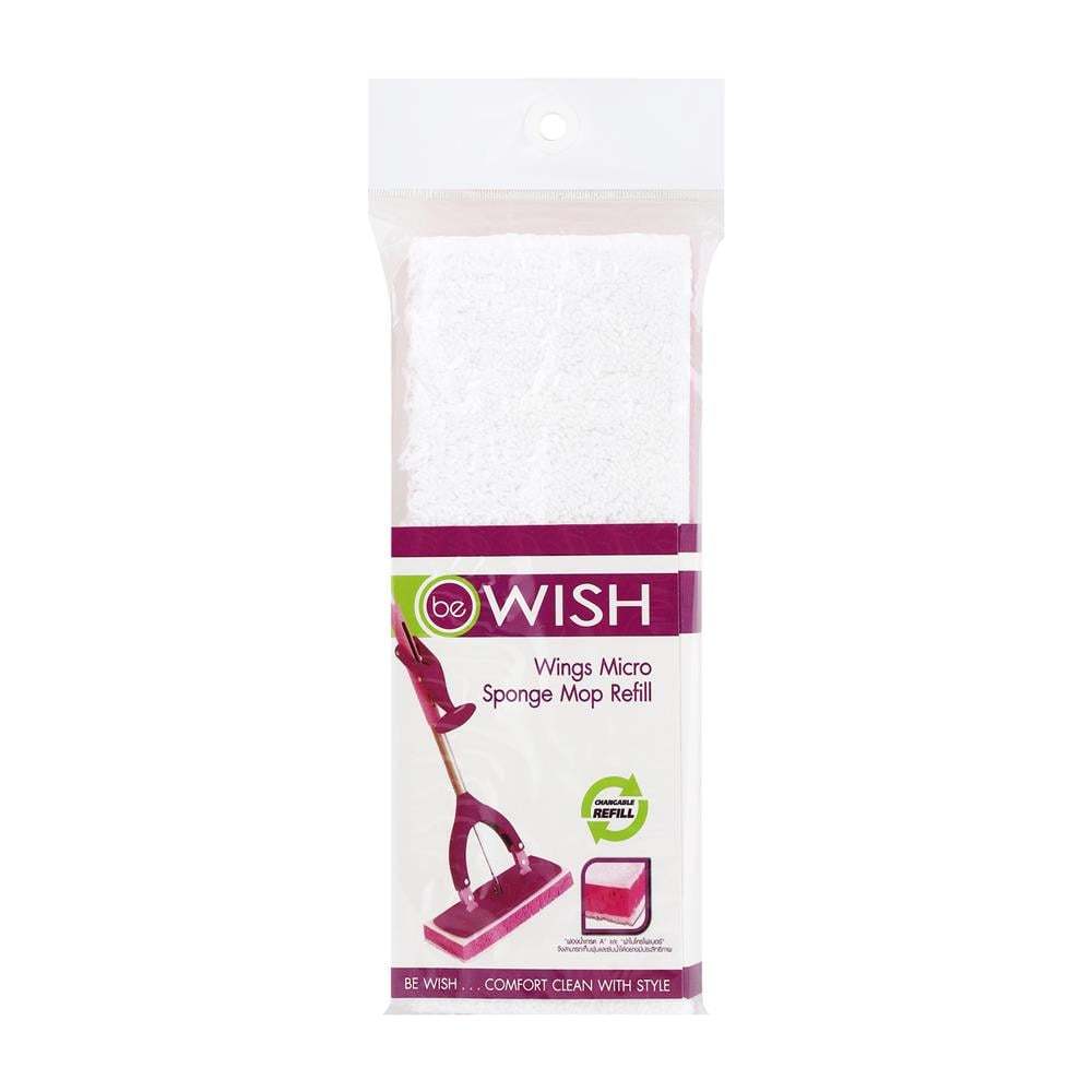 BE WISH อะไหล่ม็อบฟองน้ำ ไมโครไฟเบอร์ สำหรับไม้ม็อบ WINGS 10 นิ้ว สีม่วง จากฟองน้ำเกรด A เก็บฝุ่นดูดซับน้ำได้ดี