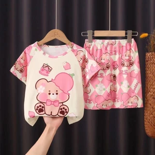 ชุดนอนเด็กลายน่ารัก แขนสั้นขาสั้น นื้อผ้านุ่มใส่สบาย