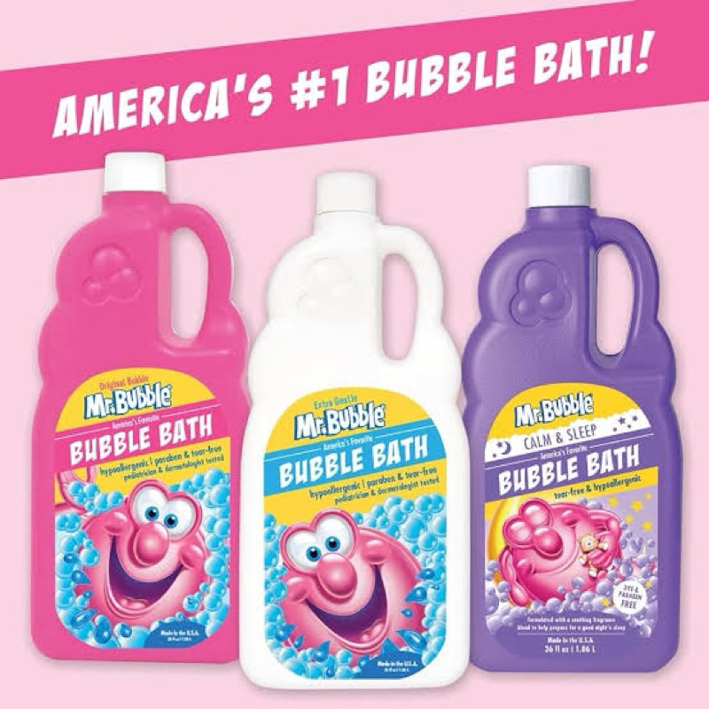 Made in USA 🇺🇸 สบู่ทำฟอง Mr.Bubble  มิสเตอร์ บับเบิ้ล เอ็กซ์ตร้า เจนเทิล บับเบิ้ล บาธ Hypoallergenic 1.06ลิตร ขวดใหญ่