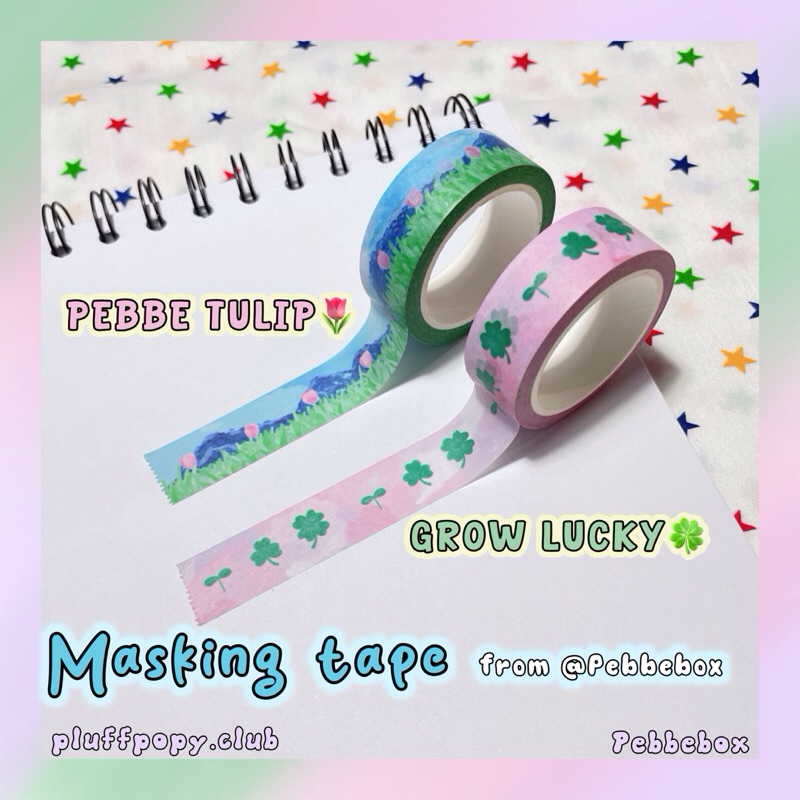 Pebbebox Masking tape Washi tape เทปกระดาษ เทปตกแต่ง clover โคลเวอร์