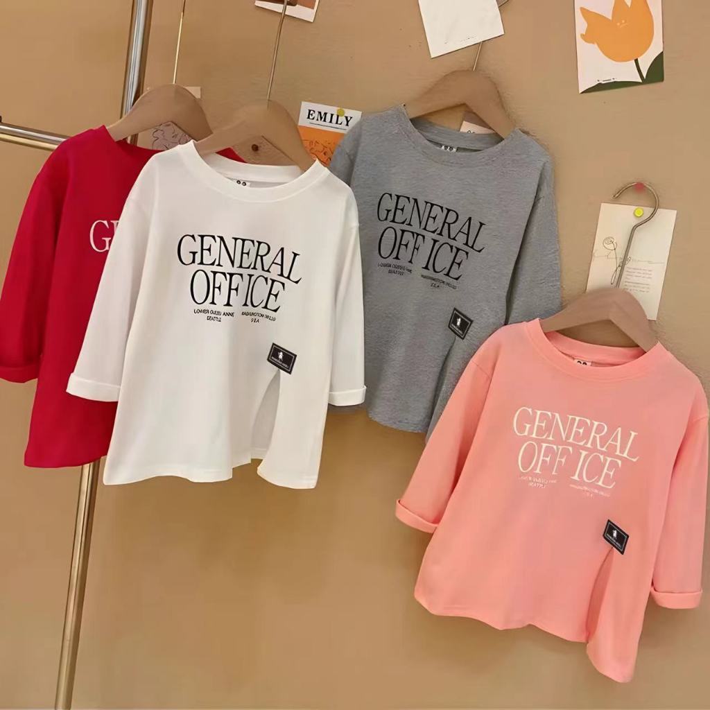 PRINCESS KESLI เสื้อเด็ก เสื้อยืดลําลอง แขนยาว คอกลม พิมพ์ลายตัวอักษร สําหรับเด็กผู้หญิง 2-14 ปี