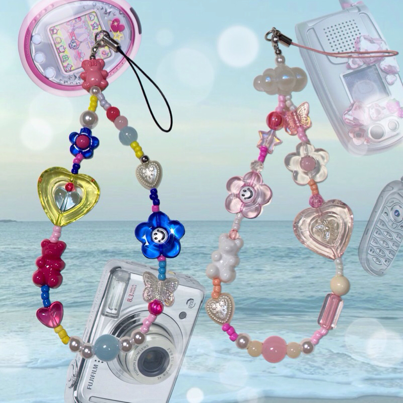 🐋🌻 Phone charm สายคล้องโทรศัพท์ มือถือ สายห้อยลูกปัด น่ารัก🍄