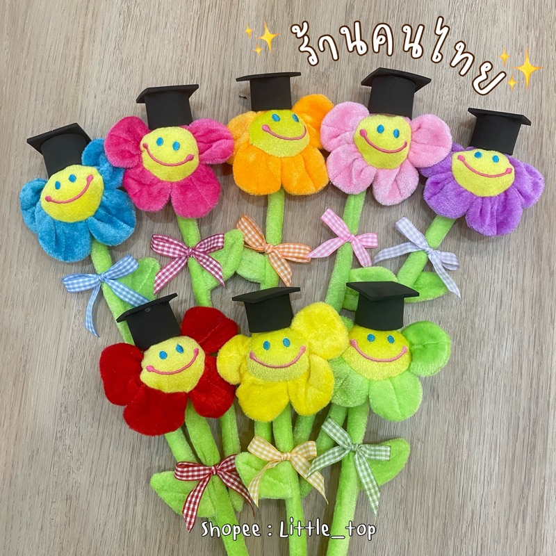 พร้อมส่ง ของขวัญรับปริญญาดอกไม้ยิ้มรุ่นใส่หมวกครุย ของขวัญปัจฉิมรุ่นใส่หมวกจบ