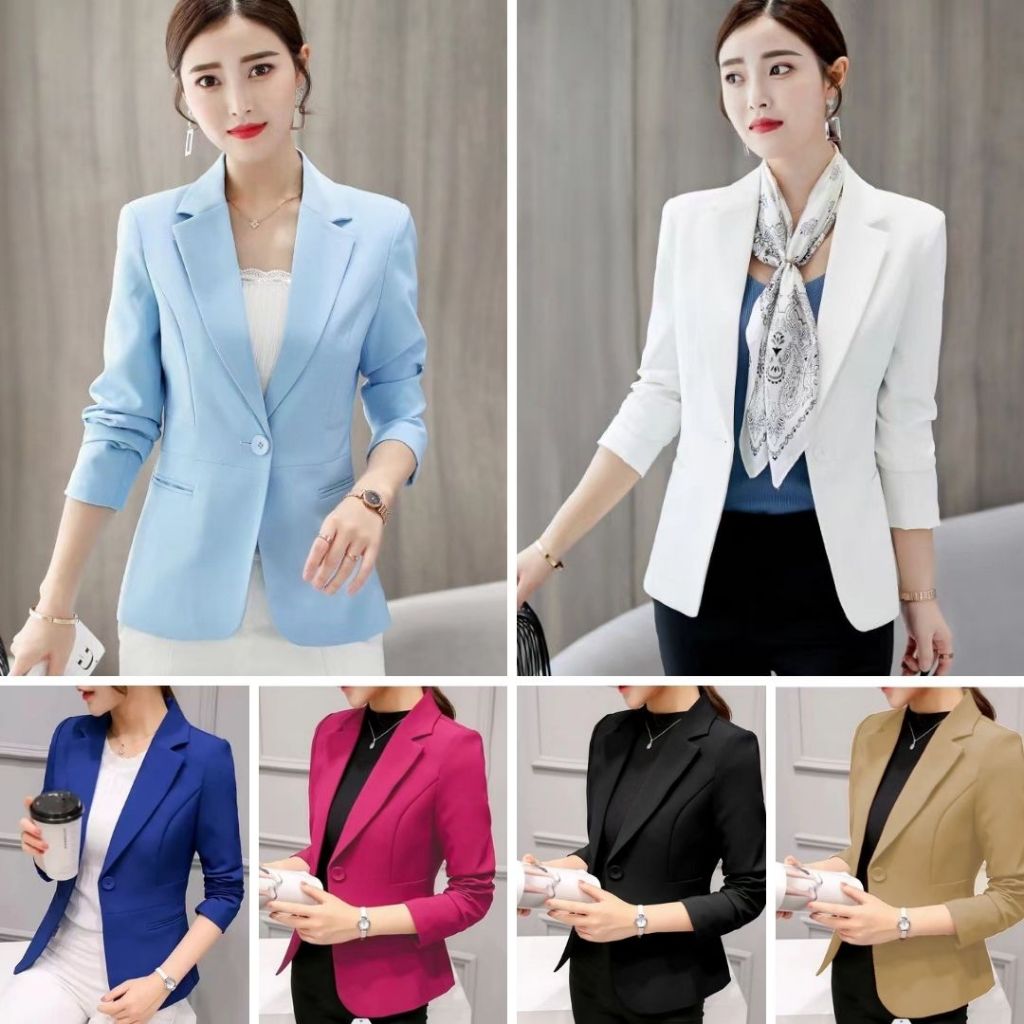 SUIT-16 สูทแฟชั่น เสื้อสูทผู้หญิง เบลเซอร์สีพื้น ใส่ทำงาน