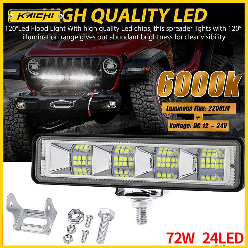 ไฟหน้า LED 24ดวงสำหรับรถมอร์เตอไซค์ดัดแปลงรถออฟโรดไฟหน้ารถ LED สำหรับขับรถไฟตัดหมอกแสงสว่างสูง72วัตต์