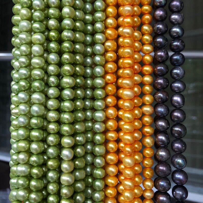 Fresh Water Pearl ไข่มุกสี ทรงกลม 7-8 mm.