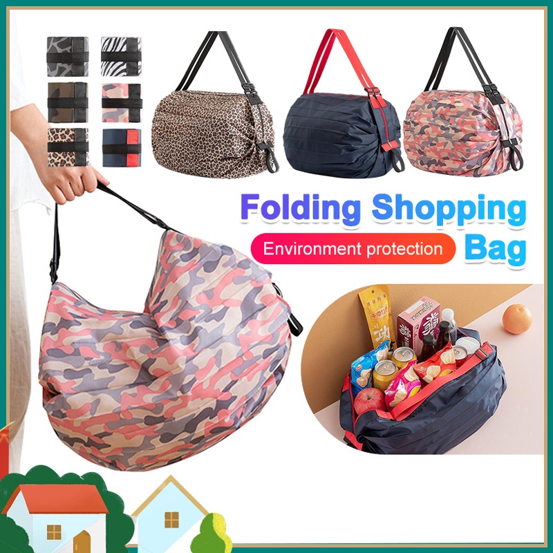 🔥พับเก็บได้ พกพาสะดวก 🔥 ถุงช็อปปิ้ง ผ้าไนล่อน กันน้ำ ขนาดใหญ่  เป็นมิตรกับสิ่งแวดล้อม