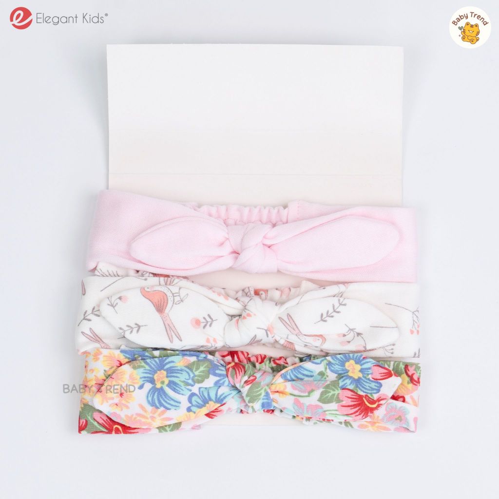 Elegant Kids by Lilsoft Baby ที่คาดผมลูกสาว แพ็ค 3 ชิ้น ผ้าคอตตอนนุ่มๆ ลายน่ารัก 0-6 เดือน