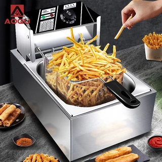 AOQU หม้อทอดไฟฟ้า 6 ลิตร 12 ลิตร 5000W หม้อทอดเฟรนซ์ฟรายไฟฟ้า สแตนเลส สวิตช์อิสระ