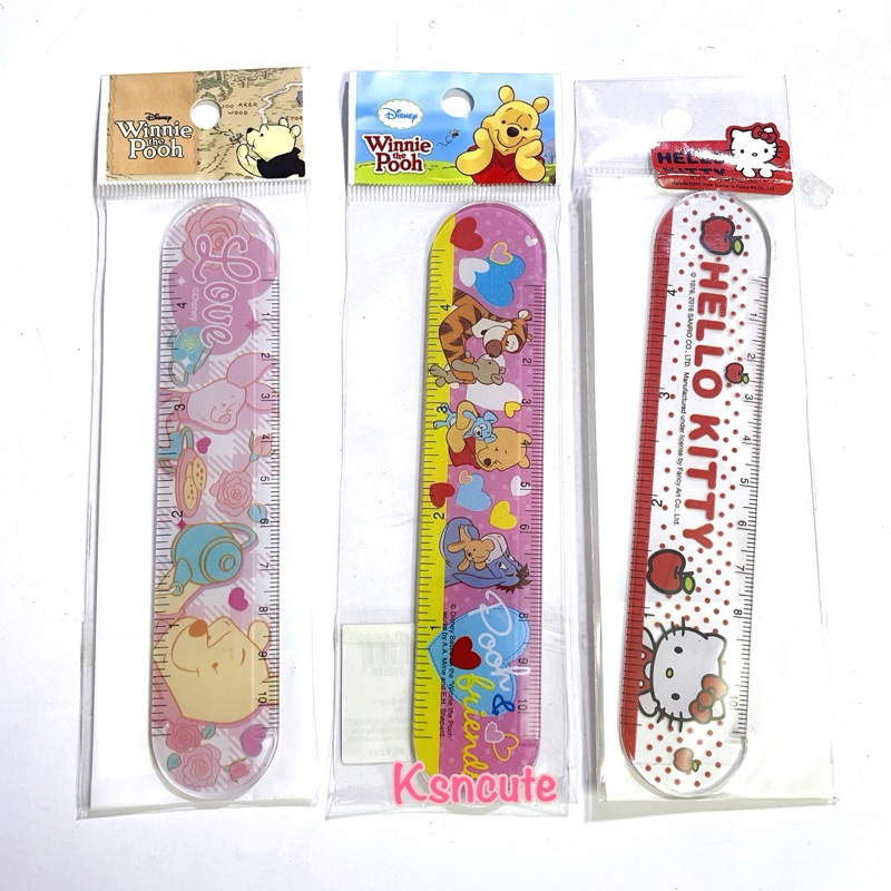 ไม้บรรทัดสั้น ขอบมน ยาว 4นิ้ว ลาย kitty pooh