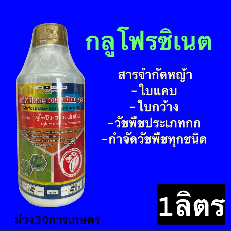 กลูโฟซิเนต แอมโมเนียม 15% W/V SL ฆ่าหญ้าชนิดไม่เลือกทำลาย กำจัดได้ทั้งหญ้าใบแคบและหญ้าใบกว้างตายเรียบทุกชนิด เผาไหม้ !