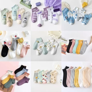 [ซื้อ 5คู่ แถม 5คู่] ถุงเท้าแฟชั่น ถุงเท้าสีพื้ ข้อสั้น ใส่ได้ทั้งหญิง-ชาย (ราคา ต่อ 10คู่ )