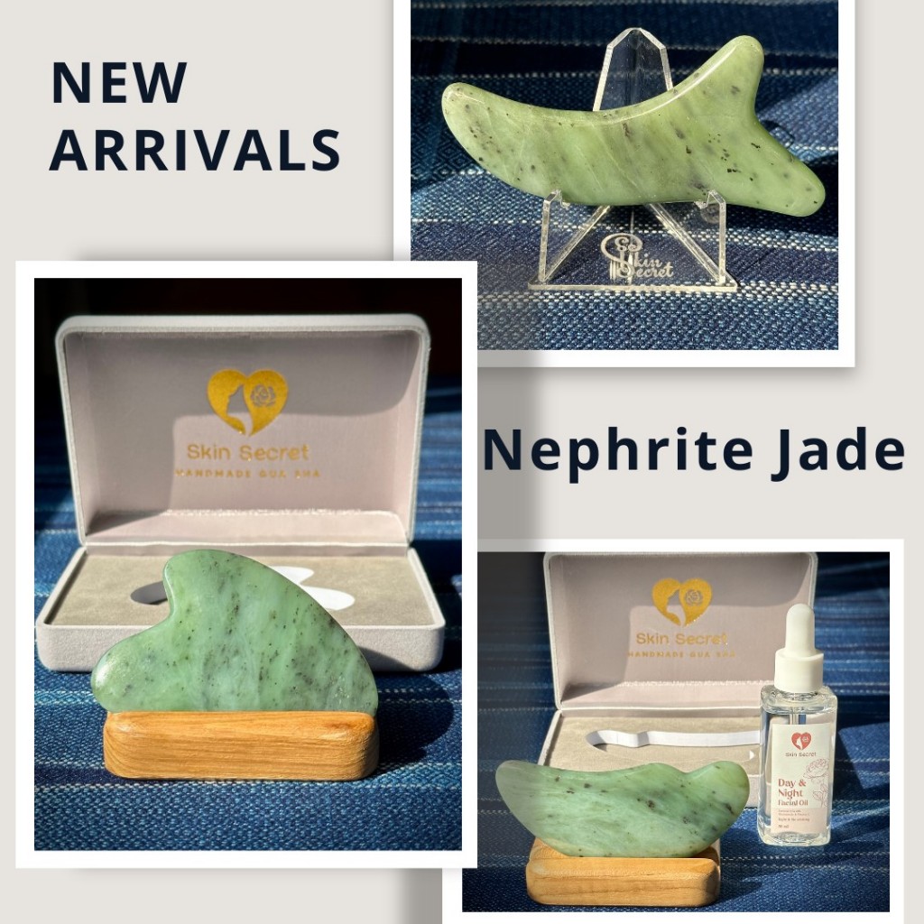 Handmade Green Nephrite Jade Gua Sha กัวซา หยก เนฟไฟร์ เกรด พรีเมี่ยม งานแฮนเมด